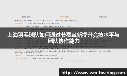 上海羽毛球队如何通过节奏革新提升竞技水平与团队协作能力