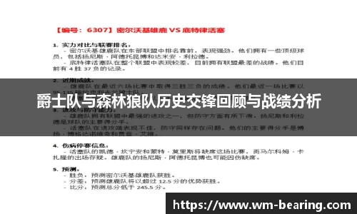 爵士队与森林狼队历史交锋回顾与战绩分析